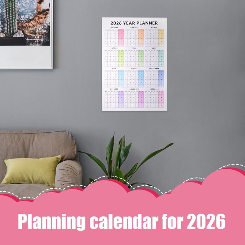 One Year Calendar Wall Poster 2026 – Large Yearly Wall Calendar 2026 with Bold Grid Layout, Holiday Markers & Ample Writing Space for Home, Office & Classroom Planning - Image 3